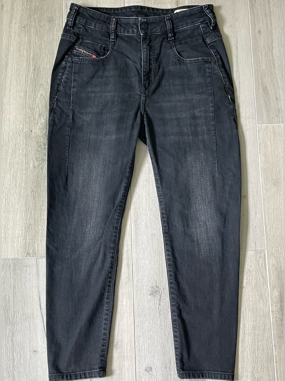 Diesel D-FAYZA Black Wash Slim Tapered Jeans Women 25 Distressed Designer Denim